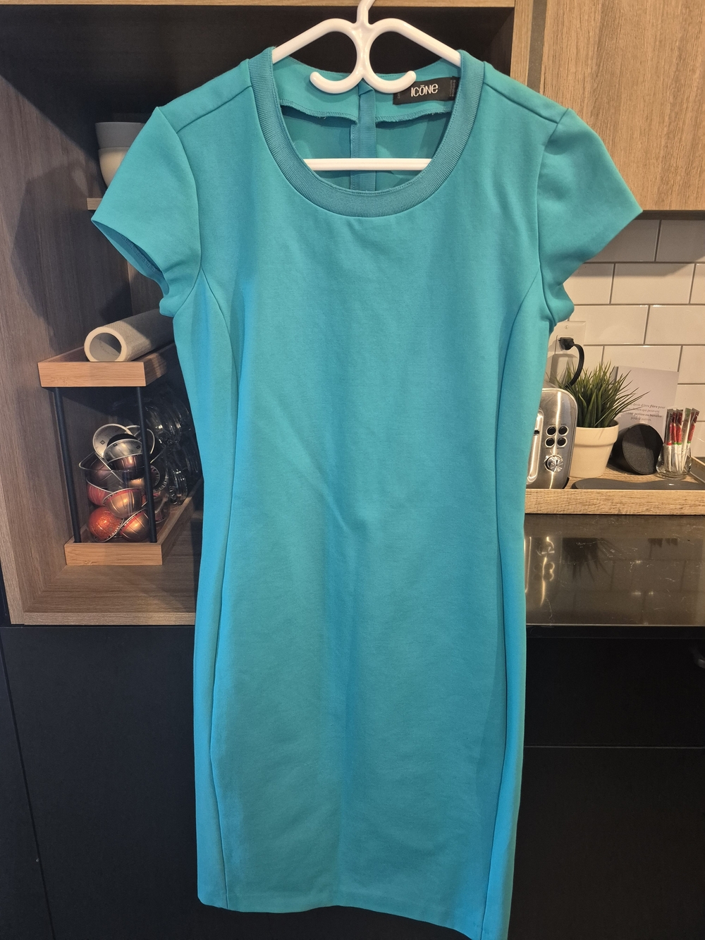 ICON Turquoise Short-Sleeve Sheath Dress